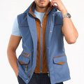 Azzurro Suede-Trim Vest