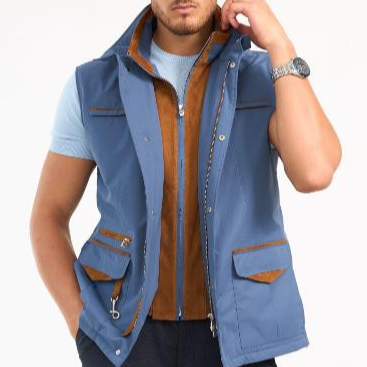 Azzurro Suede-Trim Vest