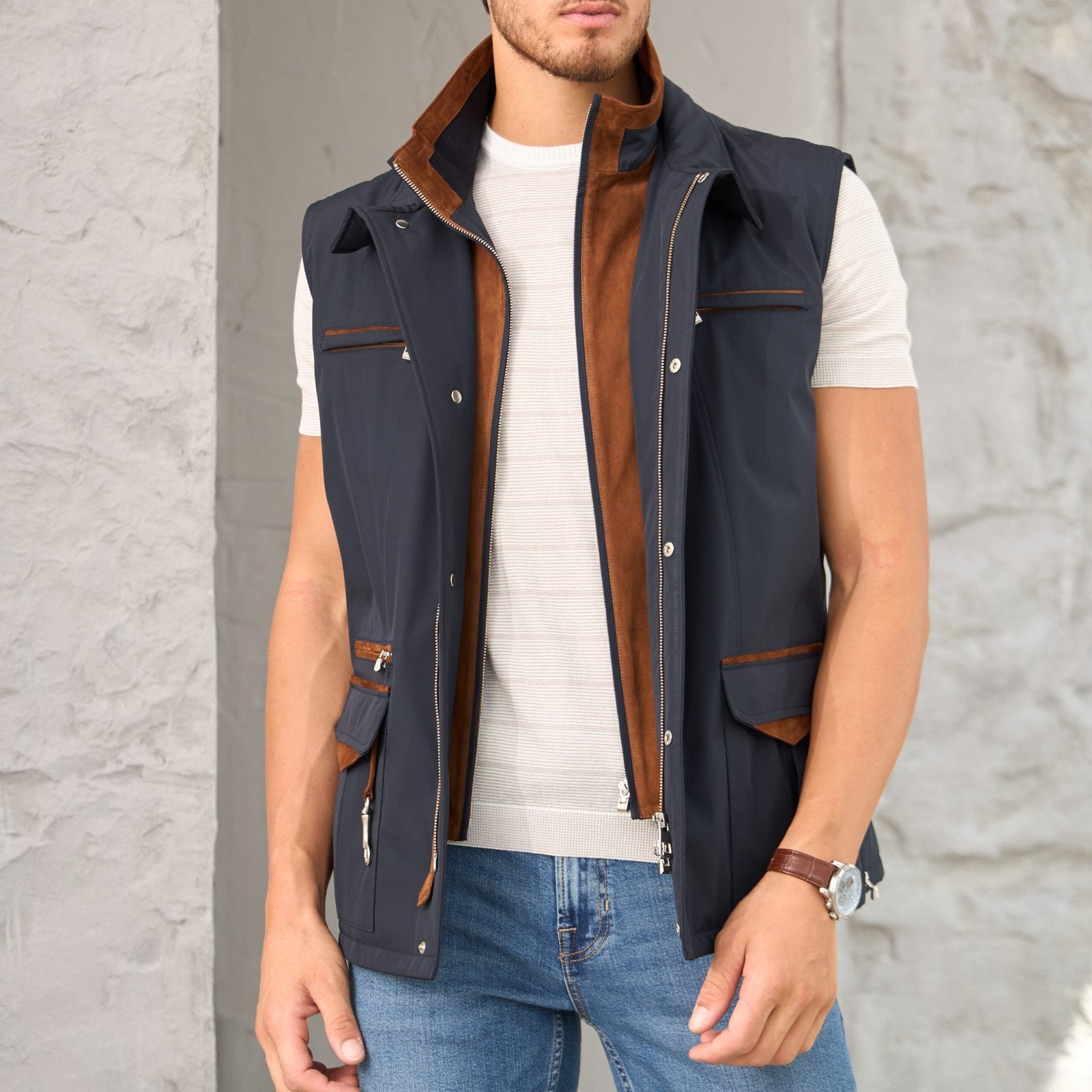 Notte Suede-Trim Vest