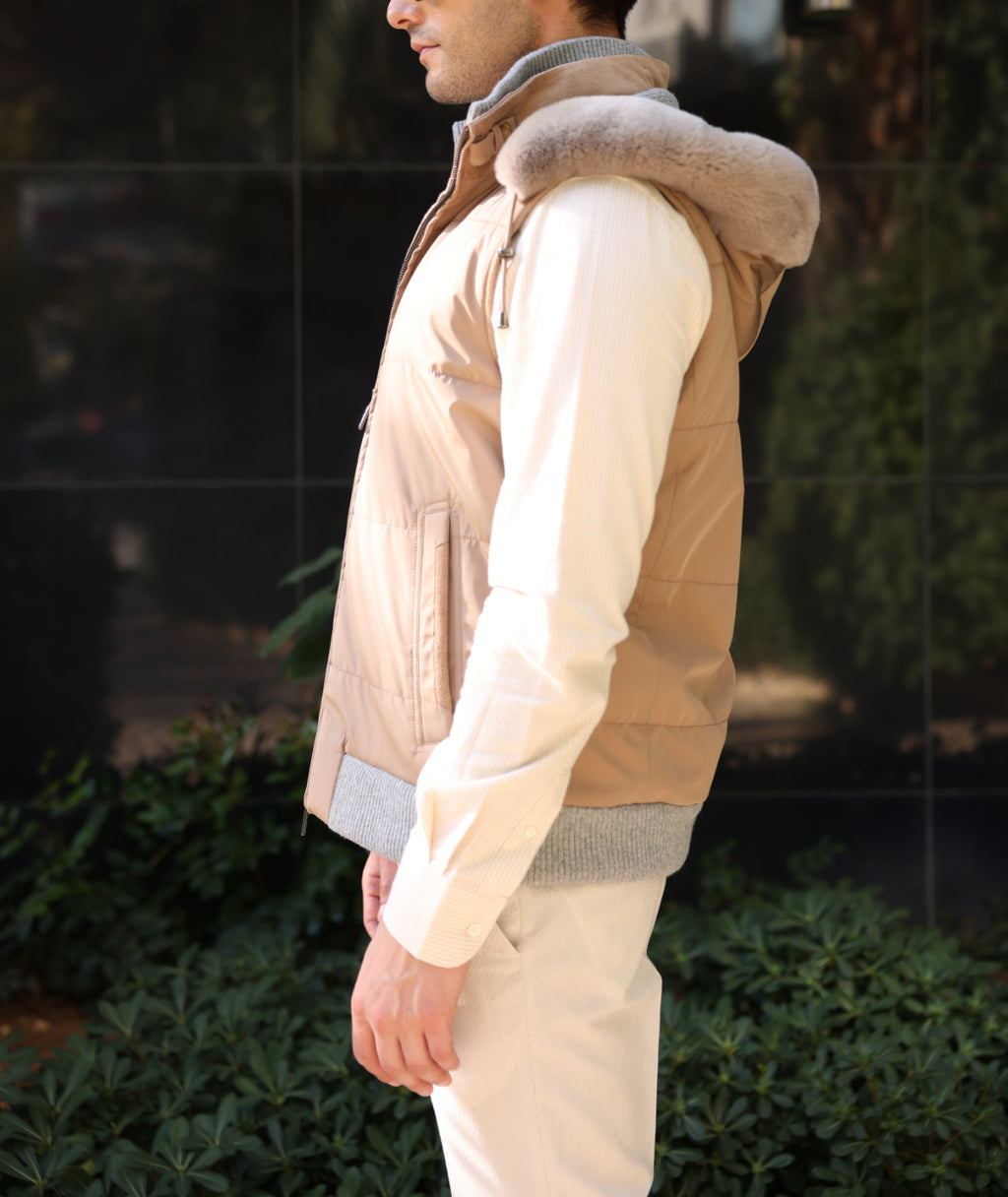 Quilted Fur-Trim Puffer Vest