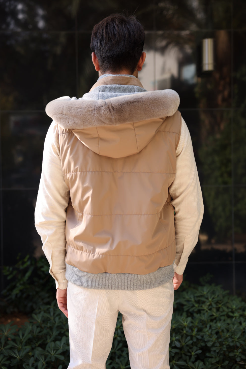 Quilted Fur-Trim Puffer Vest