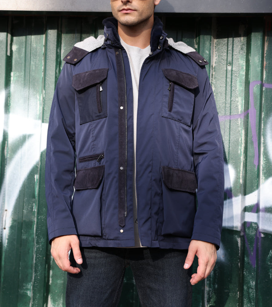 Utility Suede-Trim Field Jacket