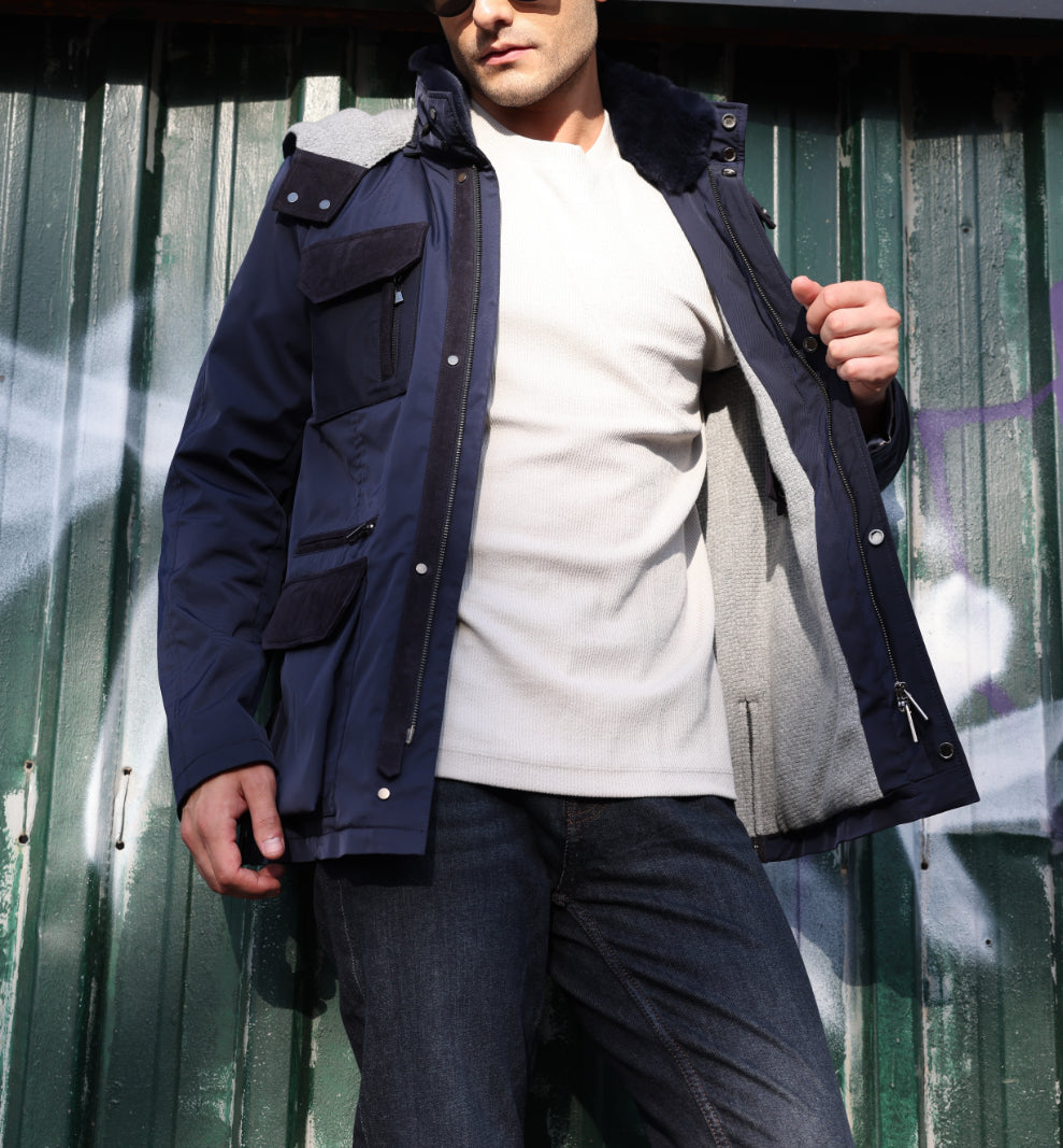 Utility Suede-Trim Field Jacket