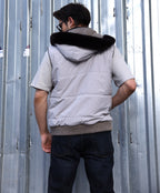 Fur-Trim Hooded Puffer Vest