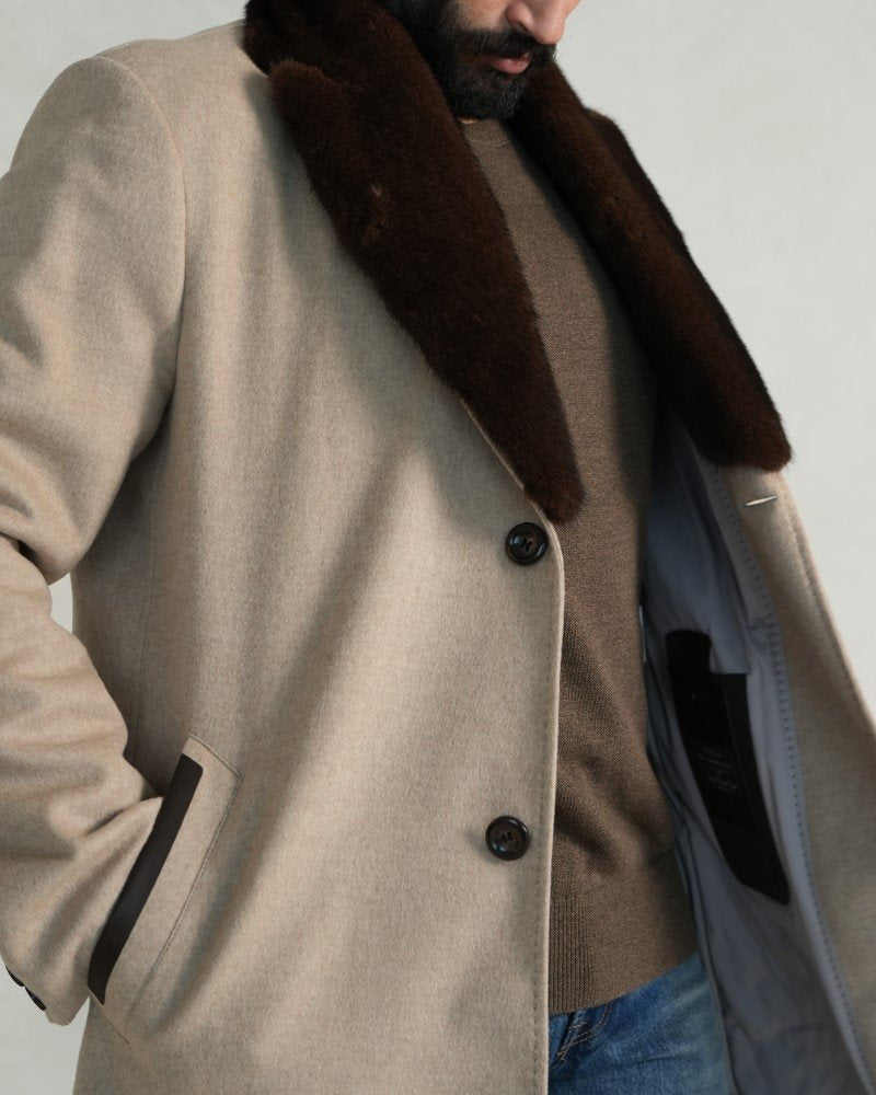 Blend Coat with Mink Collar