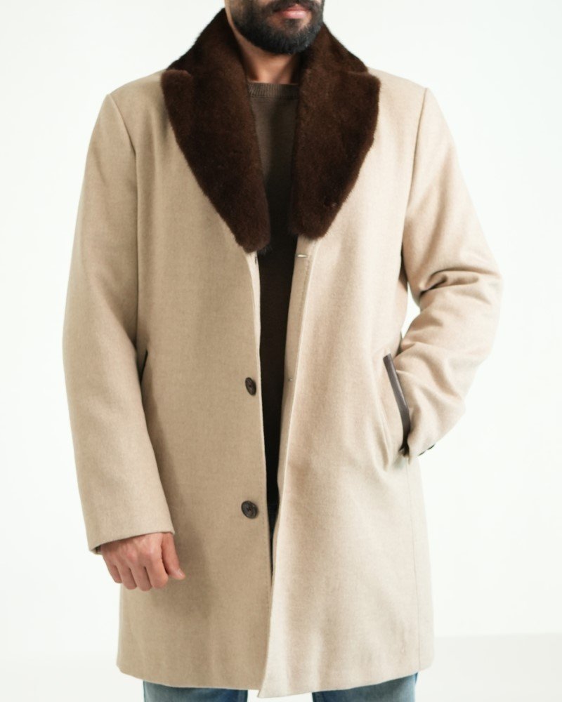 Blend Coat with Mink Collar
