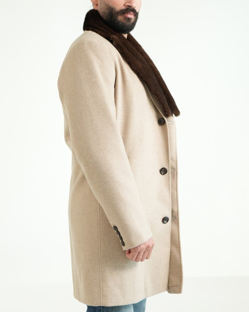 Blend Coat with Mink Collar