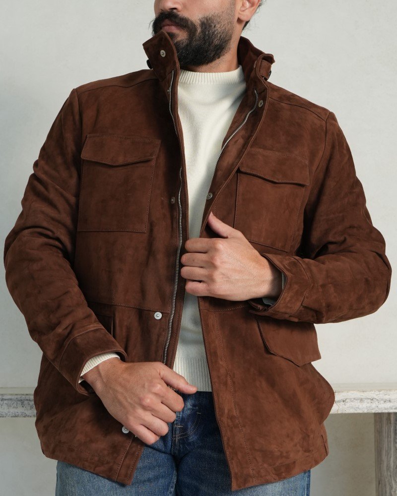 Shearling-Touch Suede Field Jacket