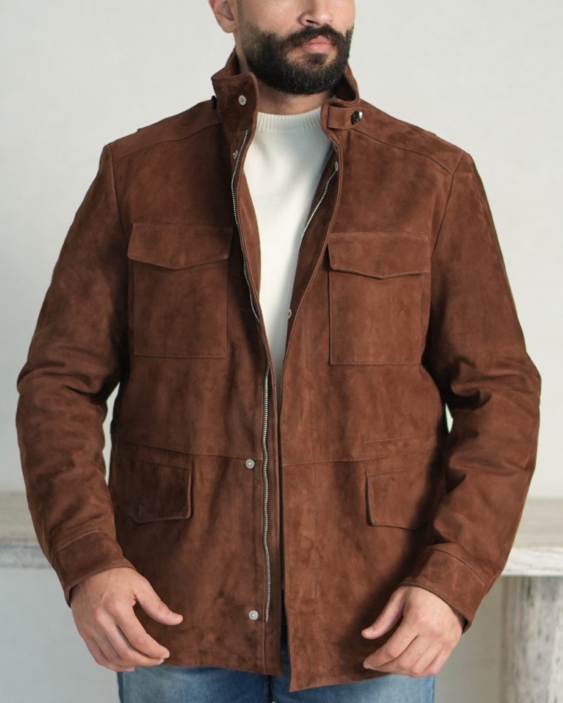 Shearling-Touch Suede Field Jacket