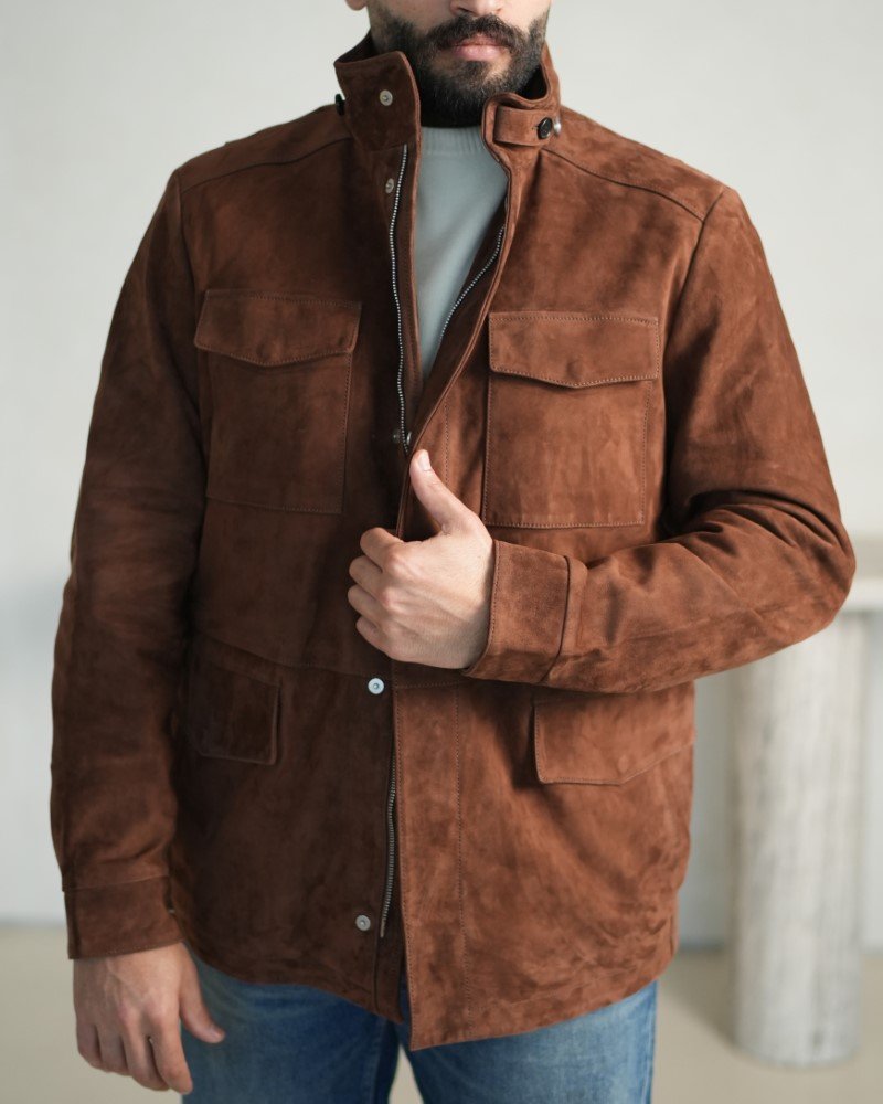 Shearling-Touch Suede Field Jacket