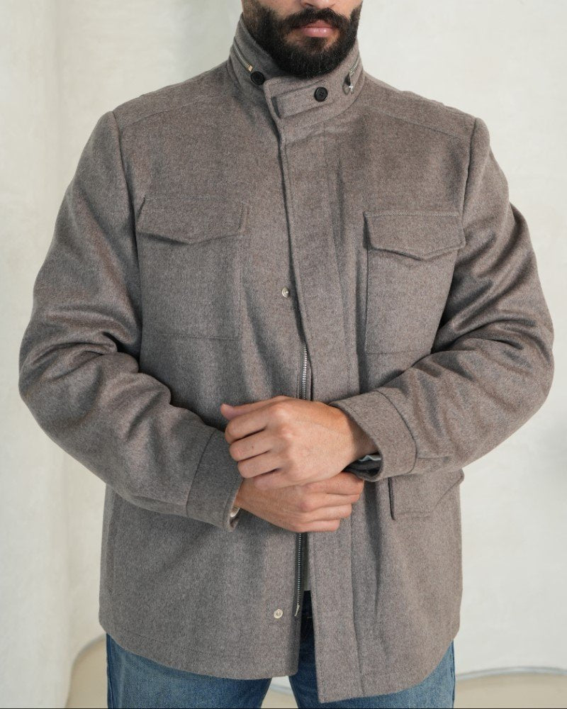 Cashmere-Wool Utility Jacket
