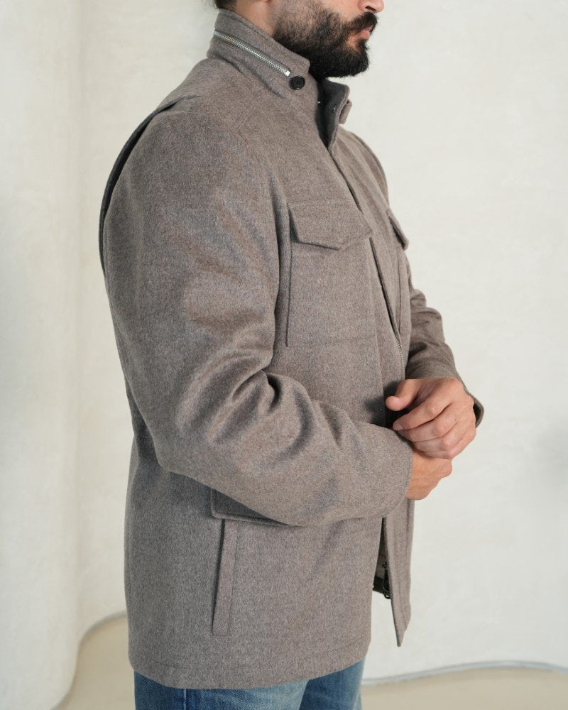 Cashmere-Wool Utility Jacket