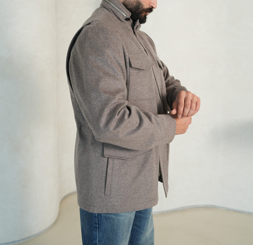 Cashmere-Wool Utility Jacket