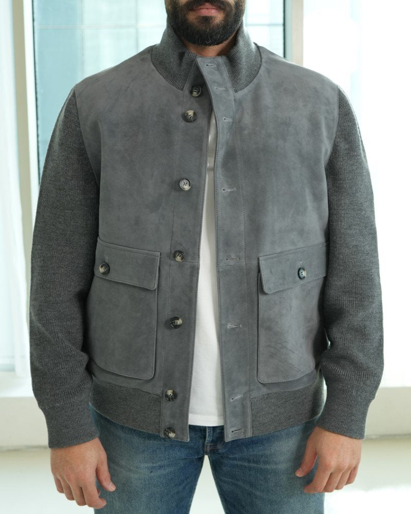 Suede Panel Wool-Knit