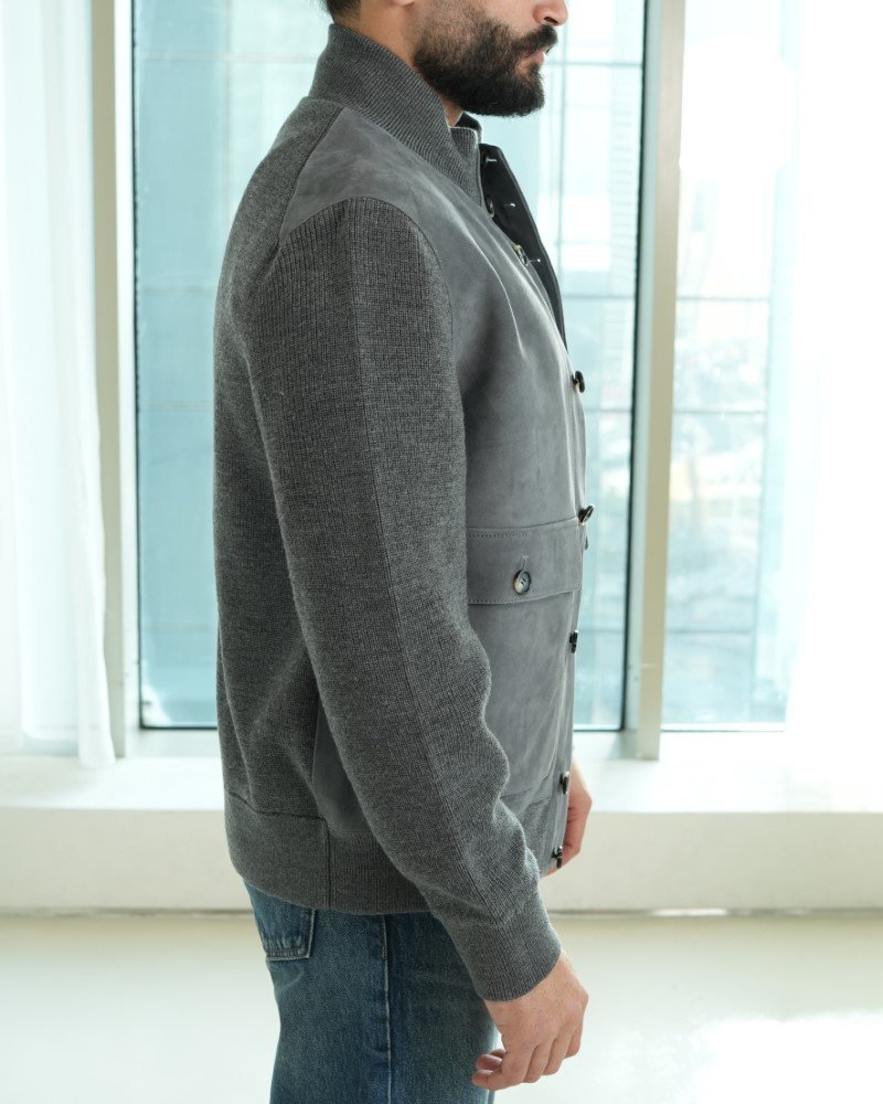 Suede Panel Wool-Knit