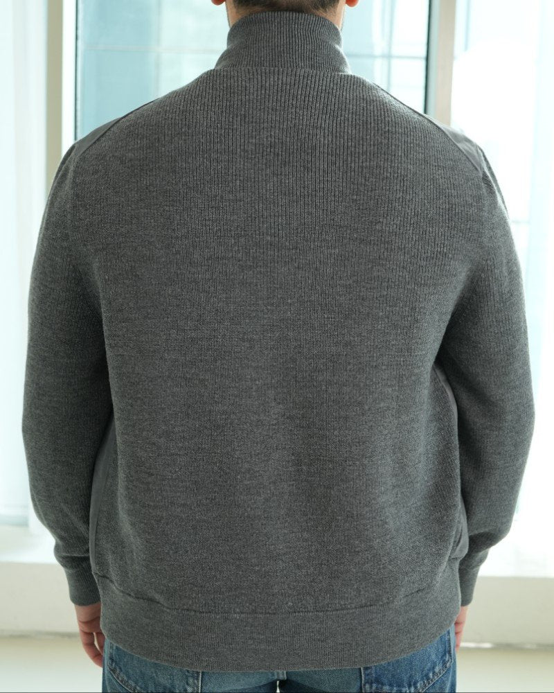 Suede Panel Wool-Knit