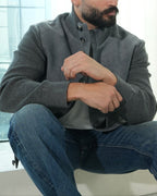 Suede Panel Wool-Knit