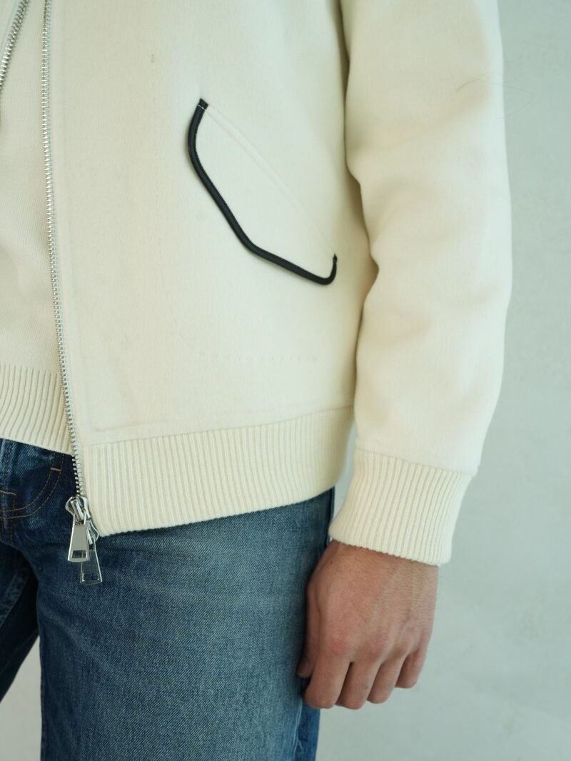 Ivory Wool–Silk Bomber Jacket