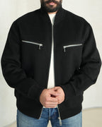 Noir Silk-Wool Bomber