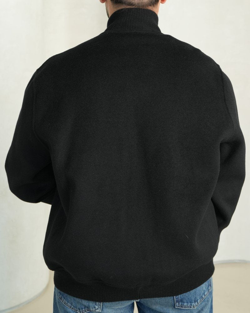 Noir Silk-Wool Bomber