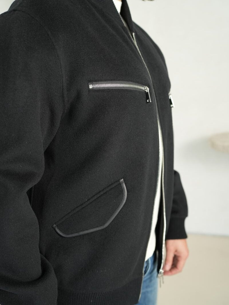 Noir Silk-Wool Bomber