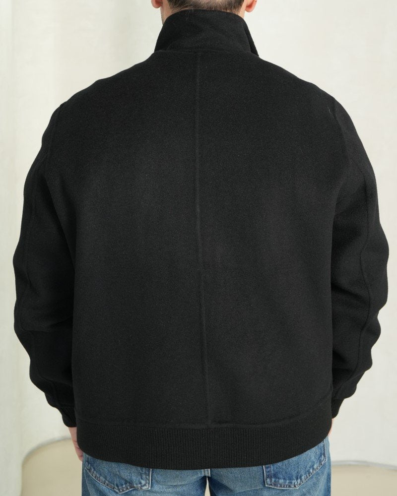 Noir Silk-Wool Bomber