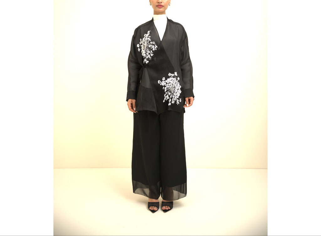Black Embroidery Cardigan