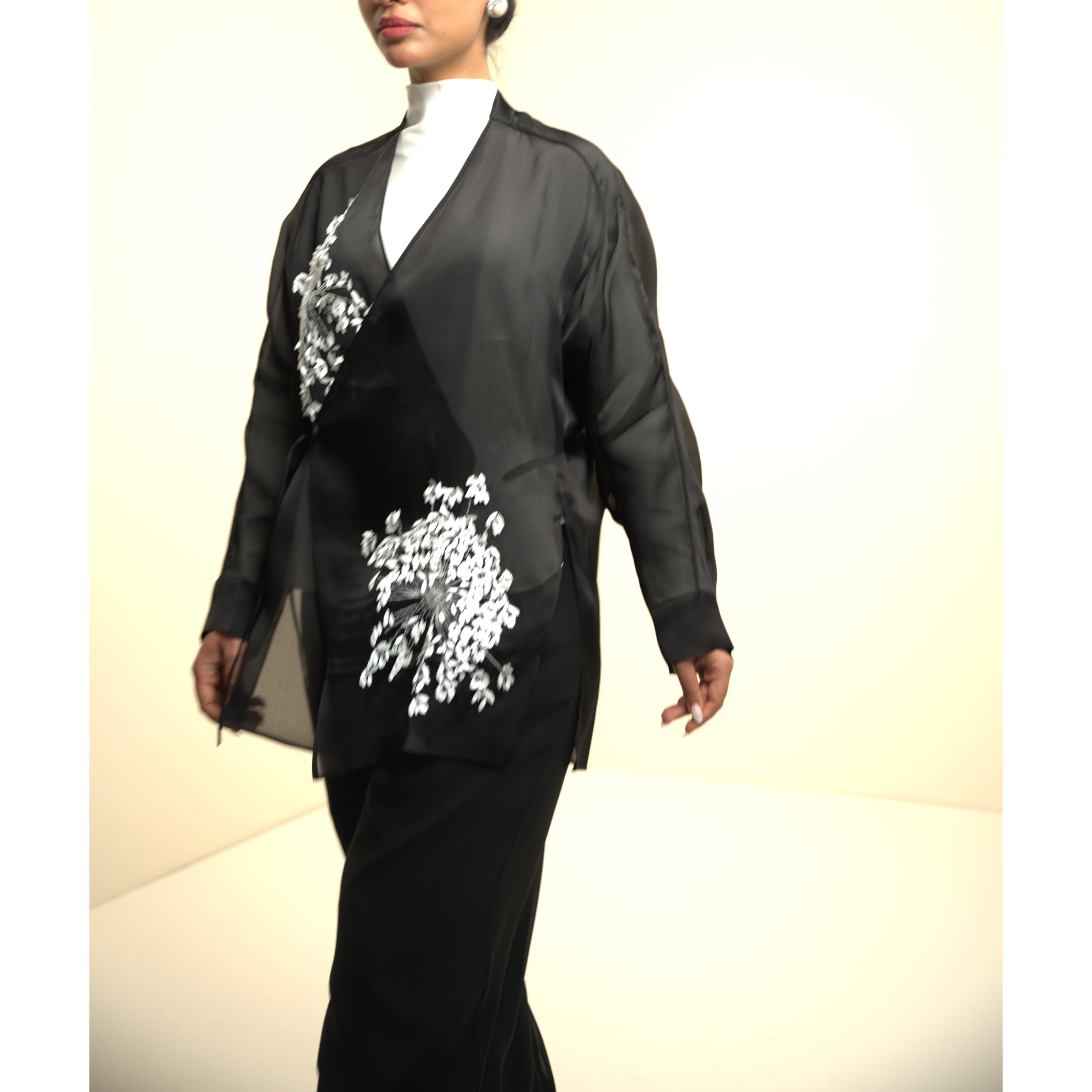 Black Embroidery Cardigan