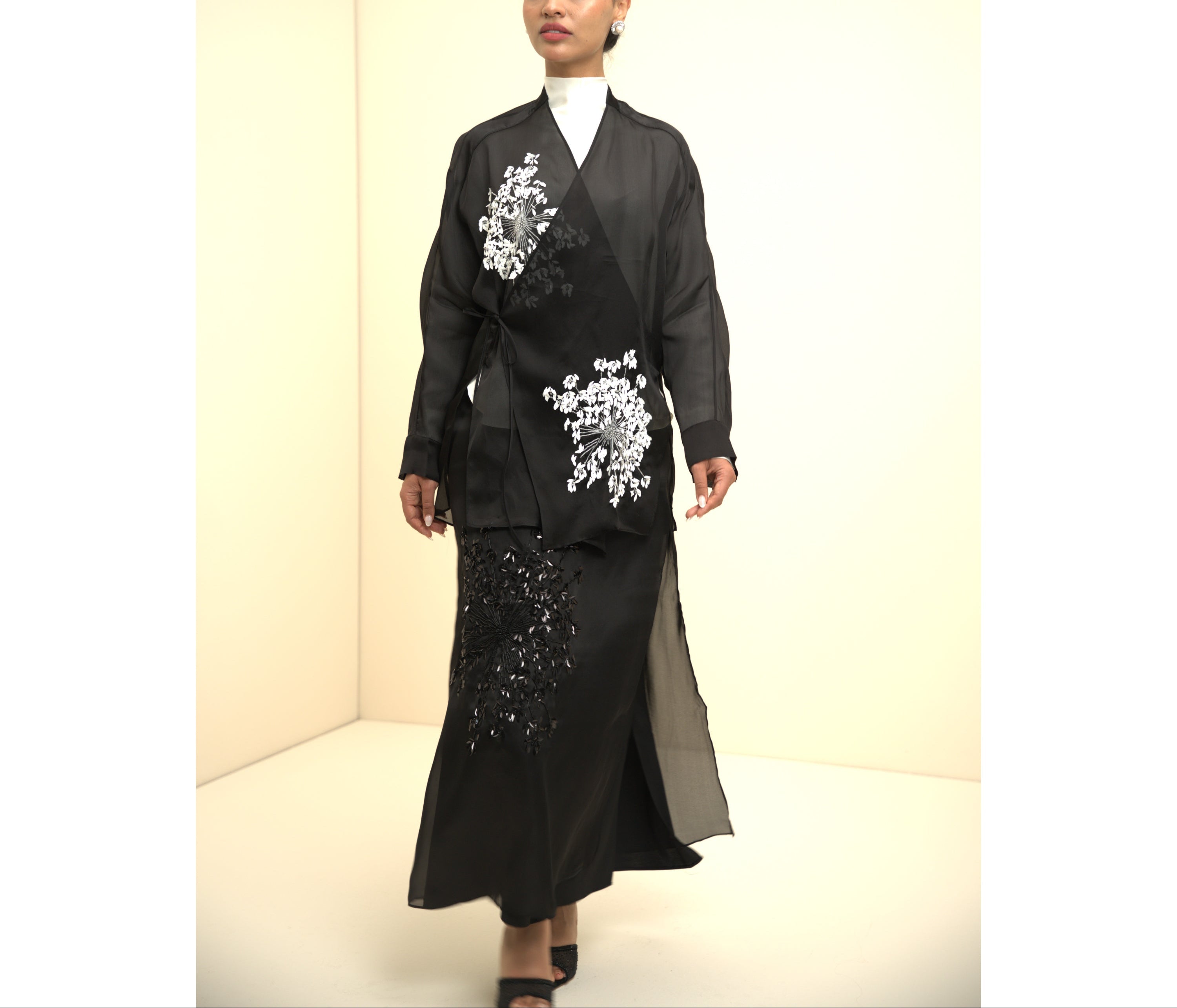 Black Embroidery Cardigan