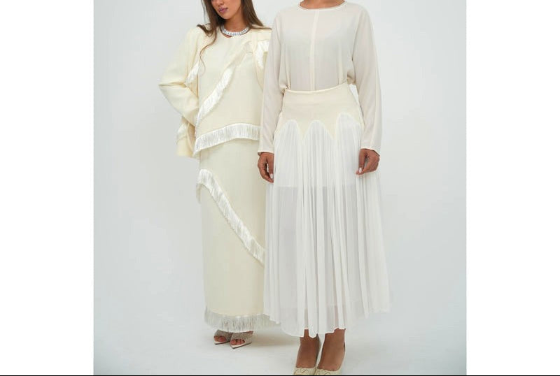 White Fringe Set