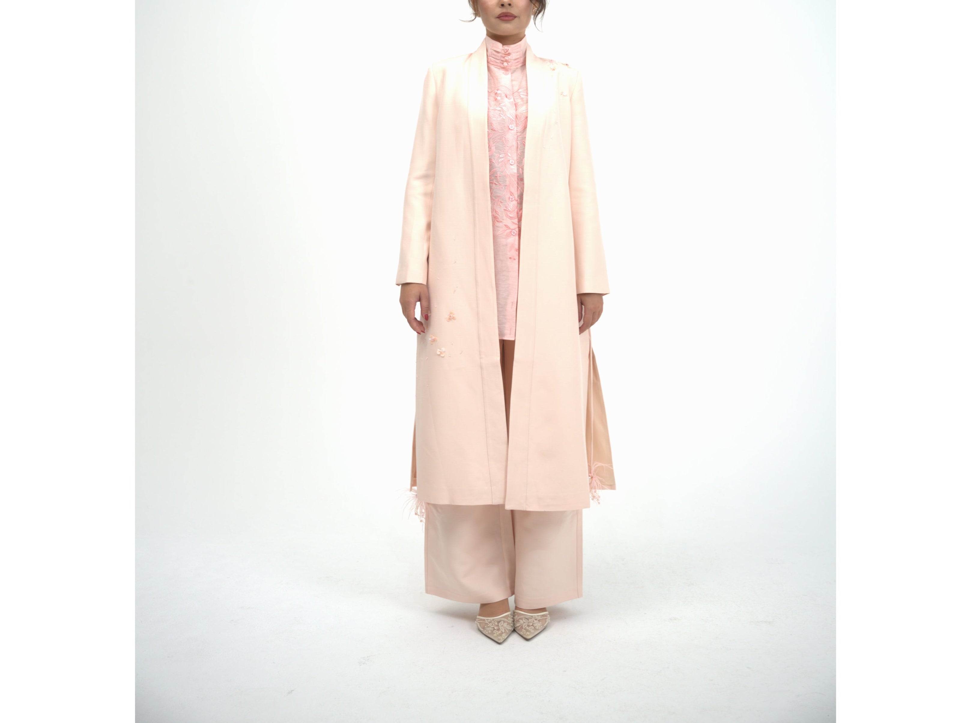 Peach Long Coat and pants