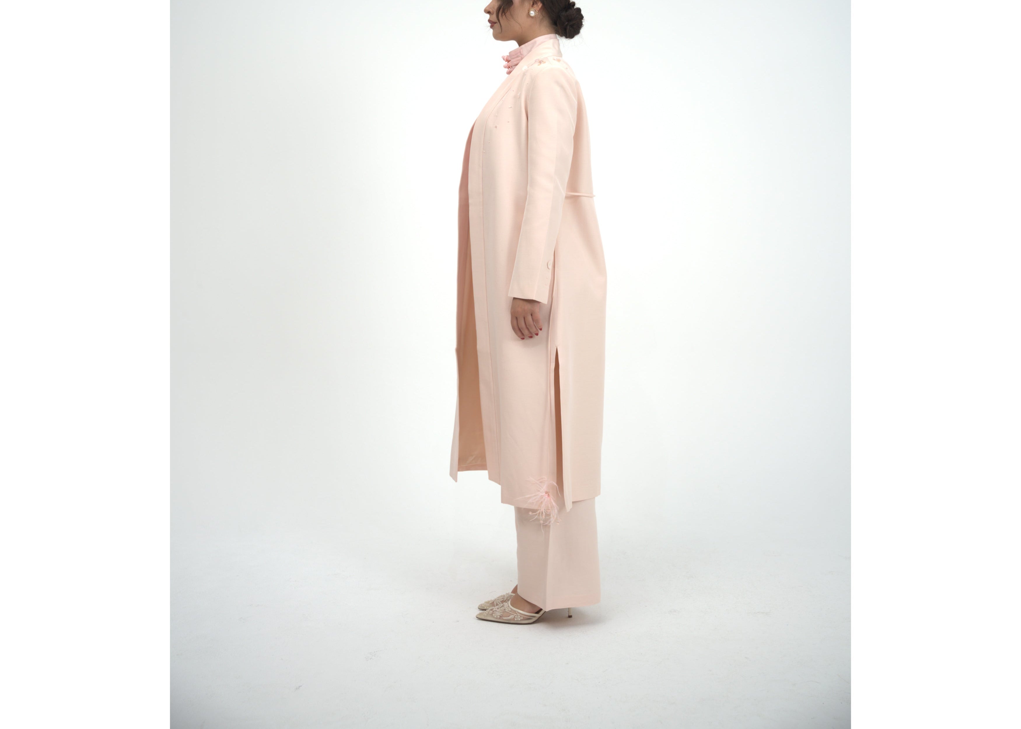 Peach Long Coat and pants