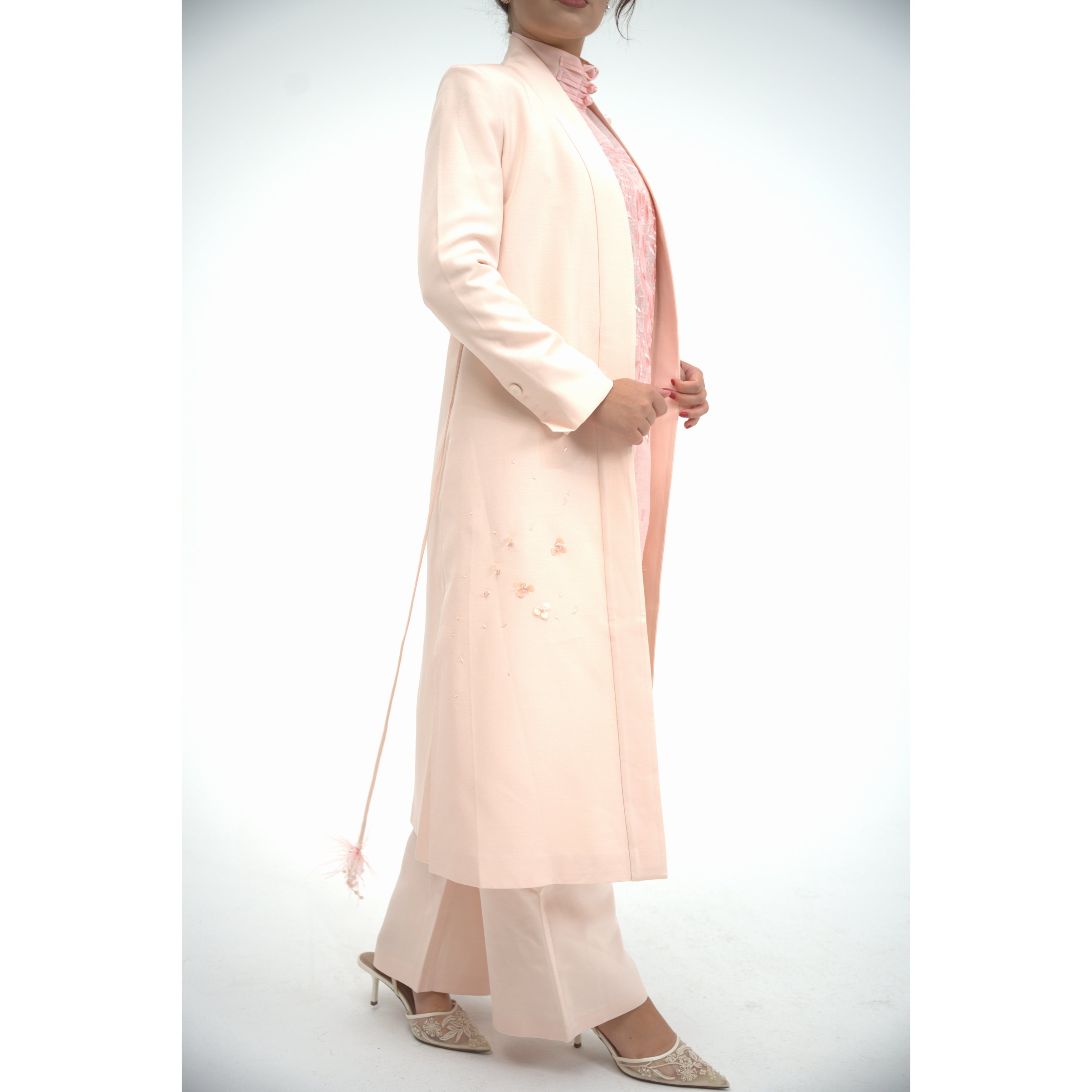 Peach Long Coat and pants