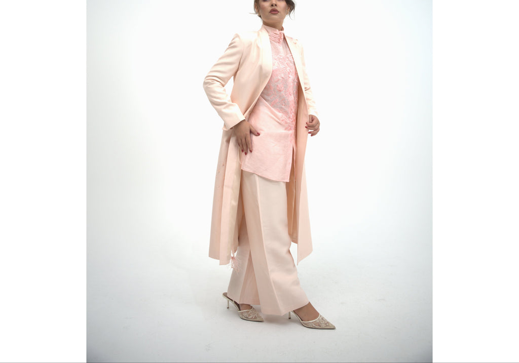 Peach Long Coat and pants