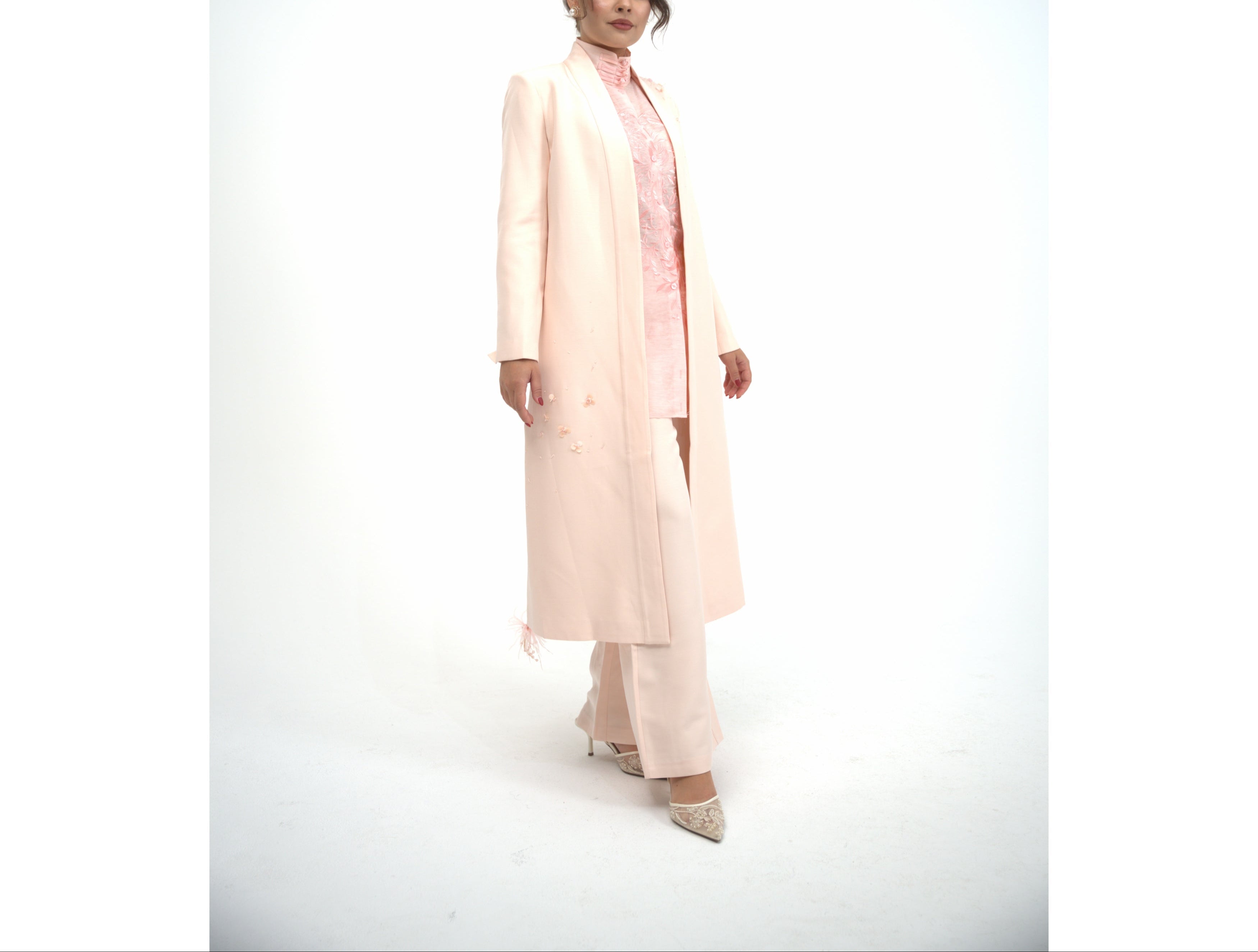 Peach Long Coat and pants