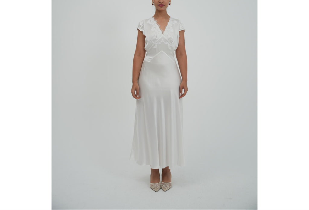 White satin maxi