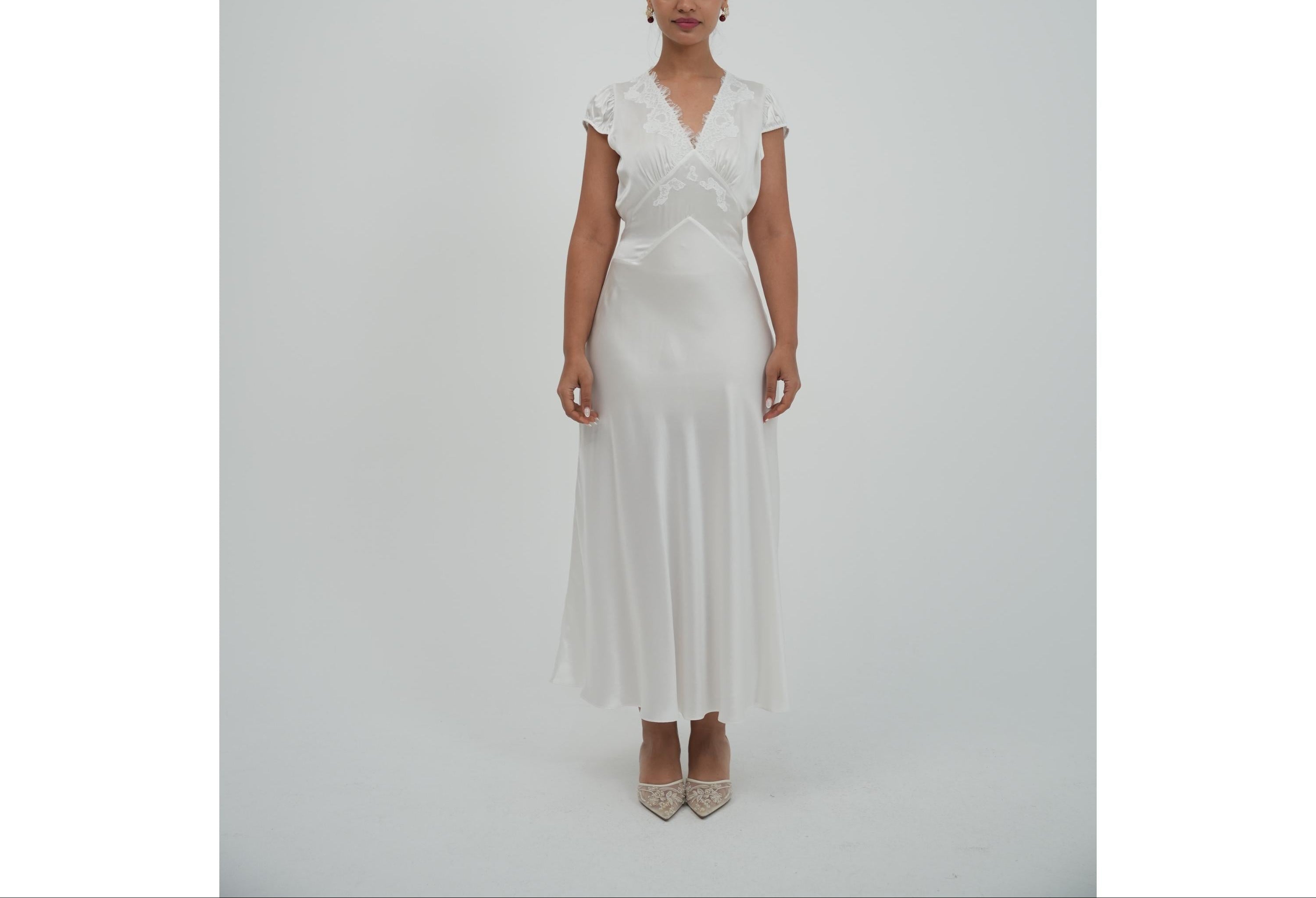 White satin maxi