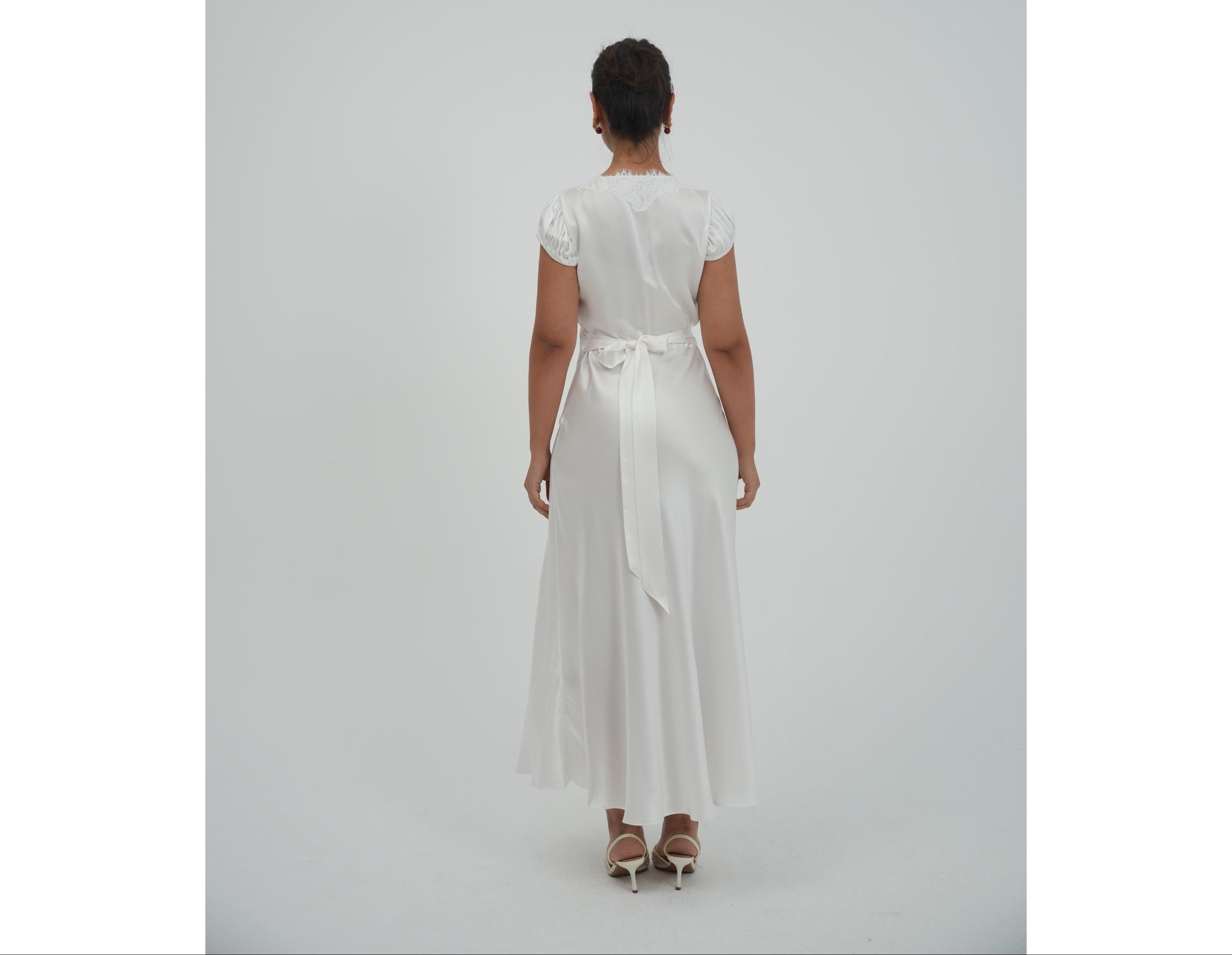 White satin maxi