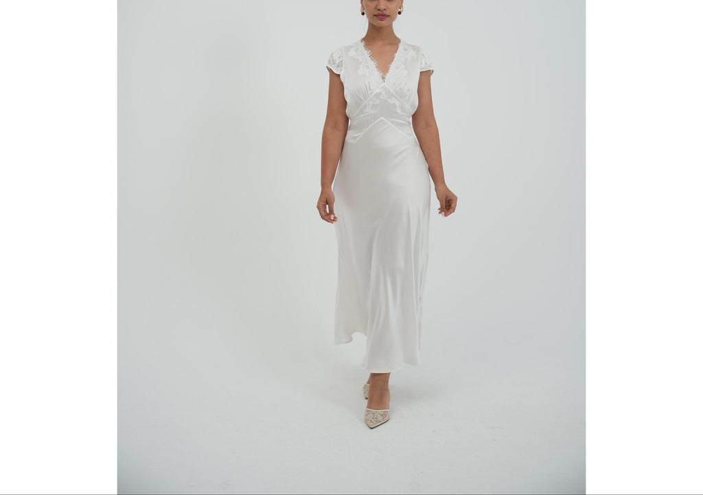 White satin maxi