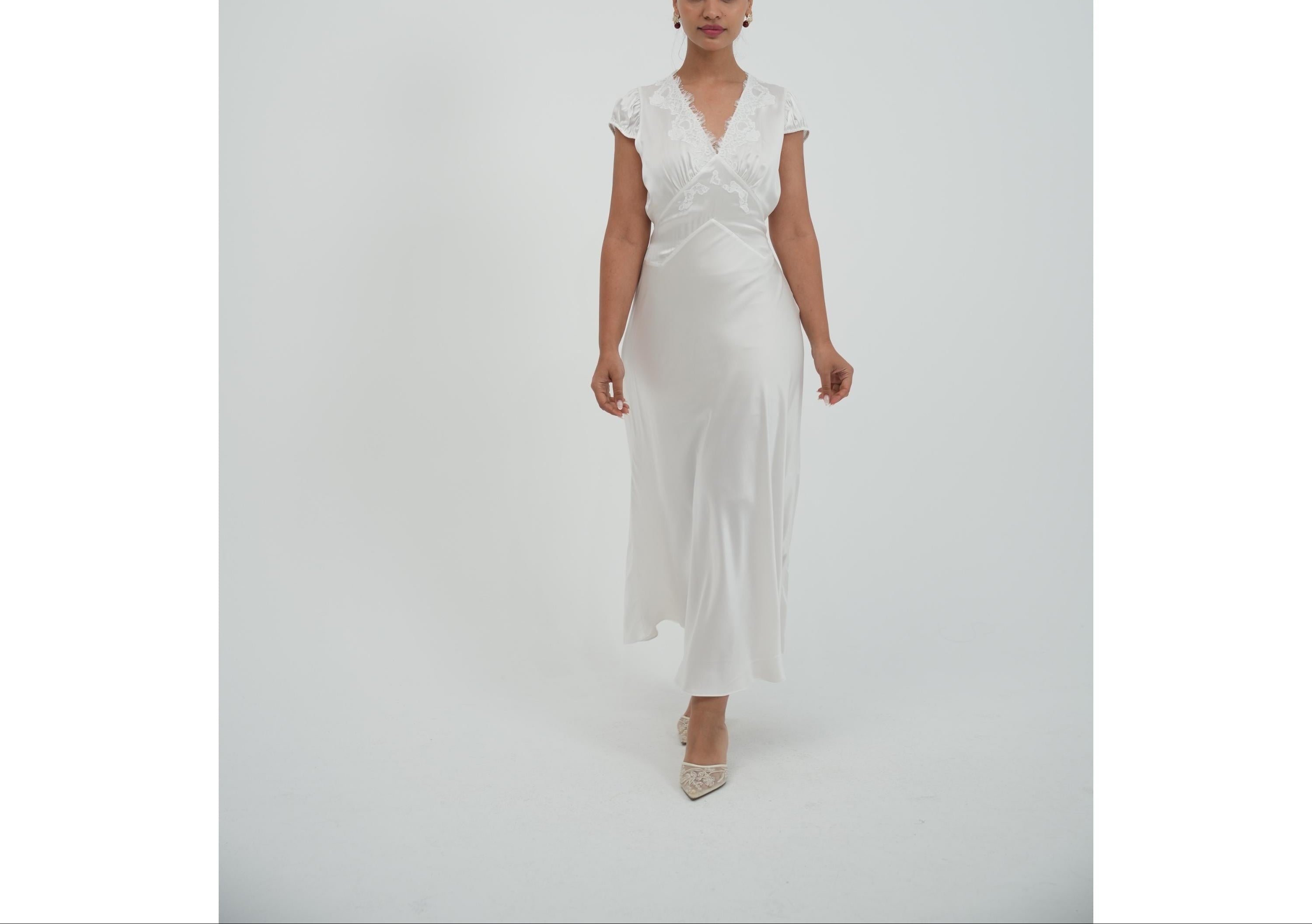 White satin maxi