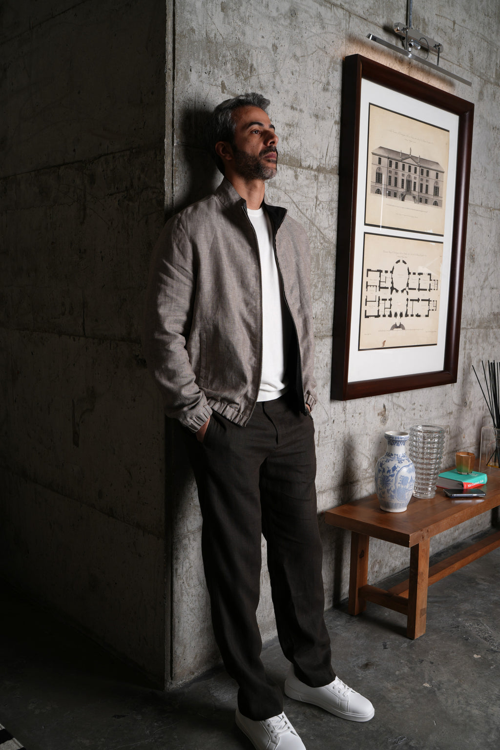 Mesa Linen Collar Bomber