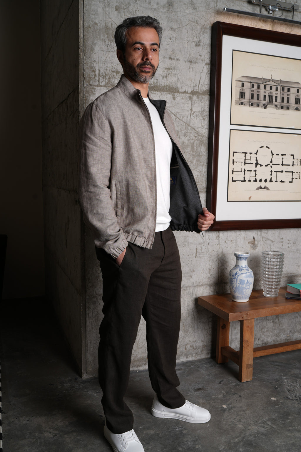 Mesa Linen Collar Bomber