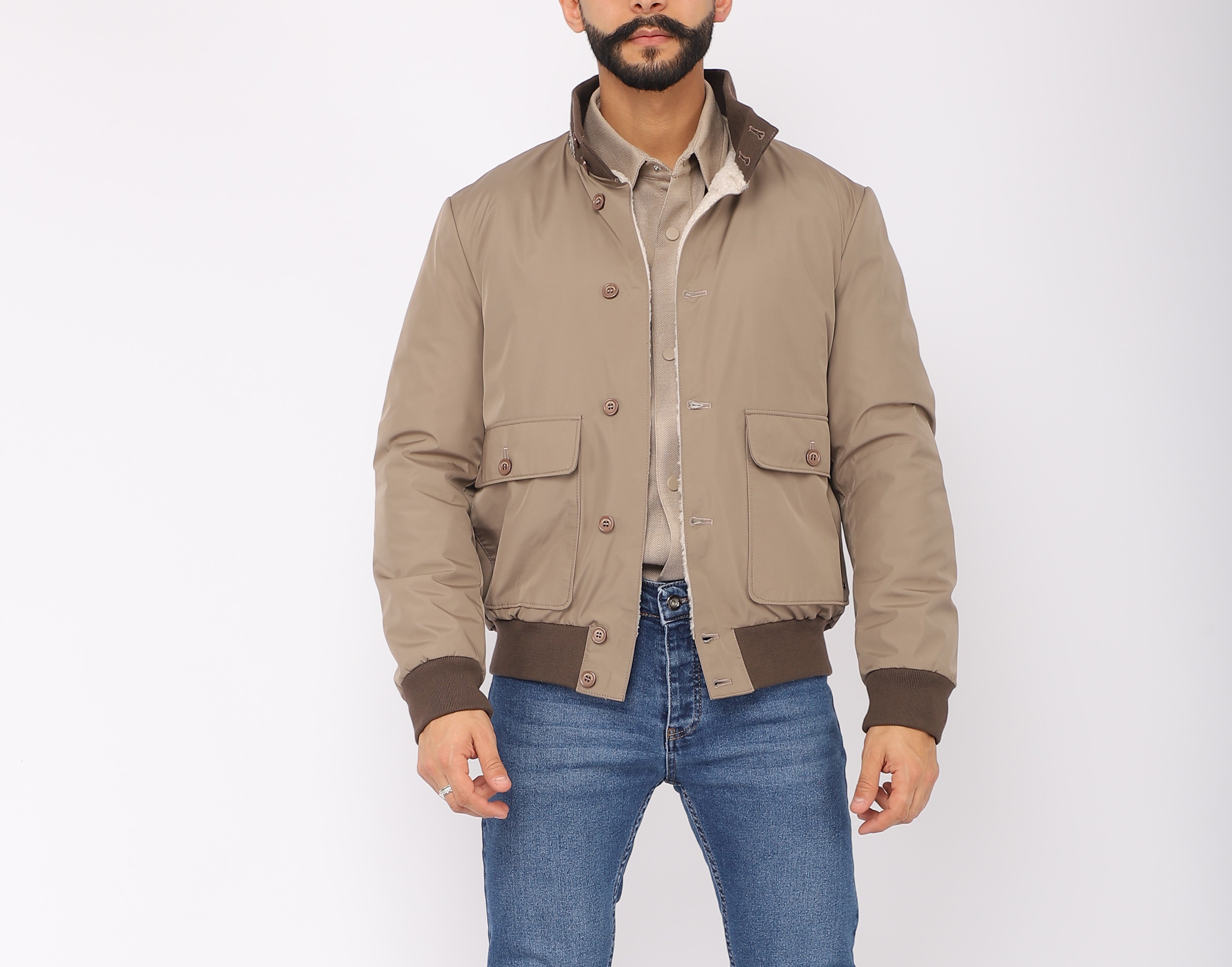Shearling-Lined Aviator Jacket