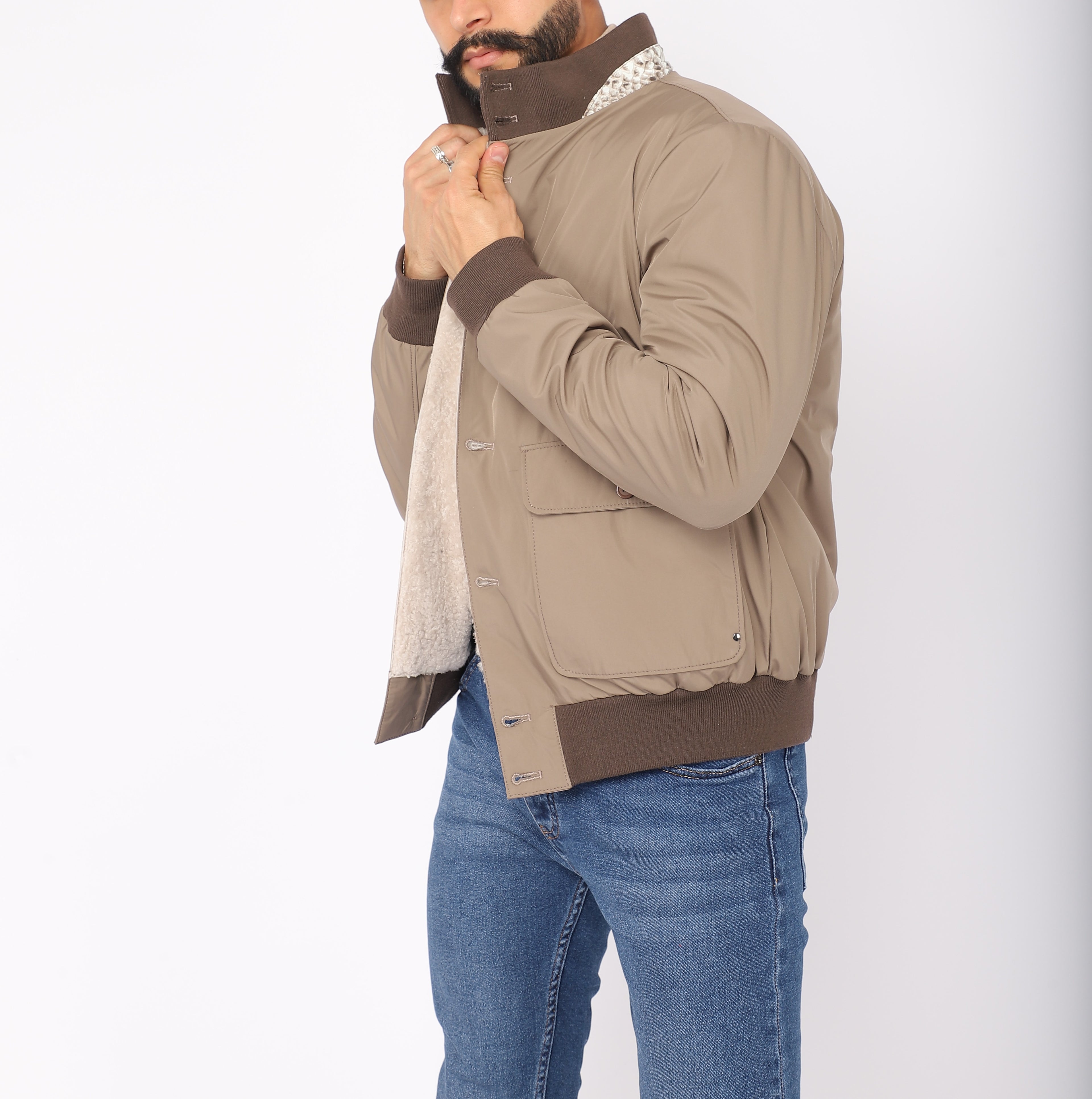 Shearling-Lined Aviator Jacket