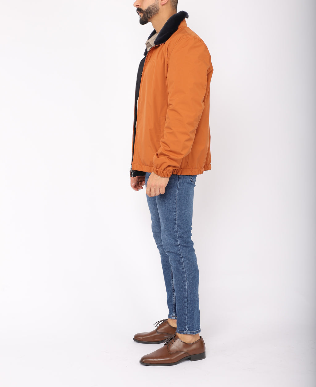 Rust Fur Bomber Jacket