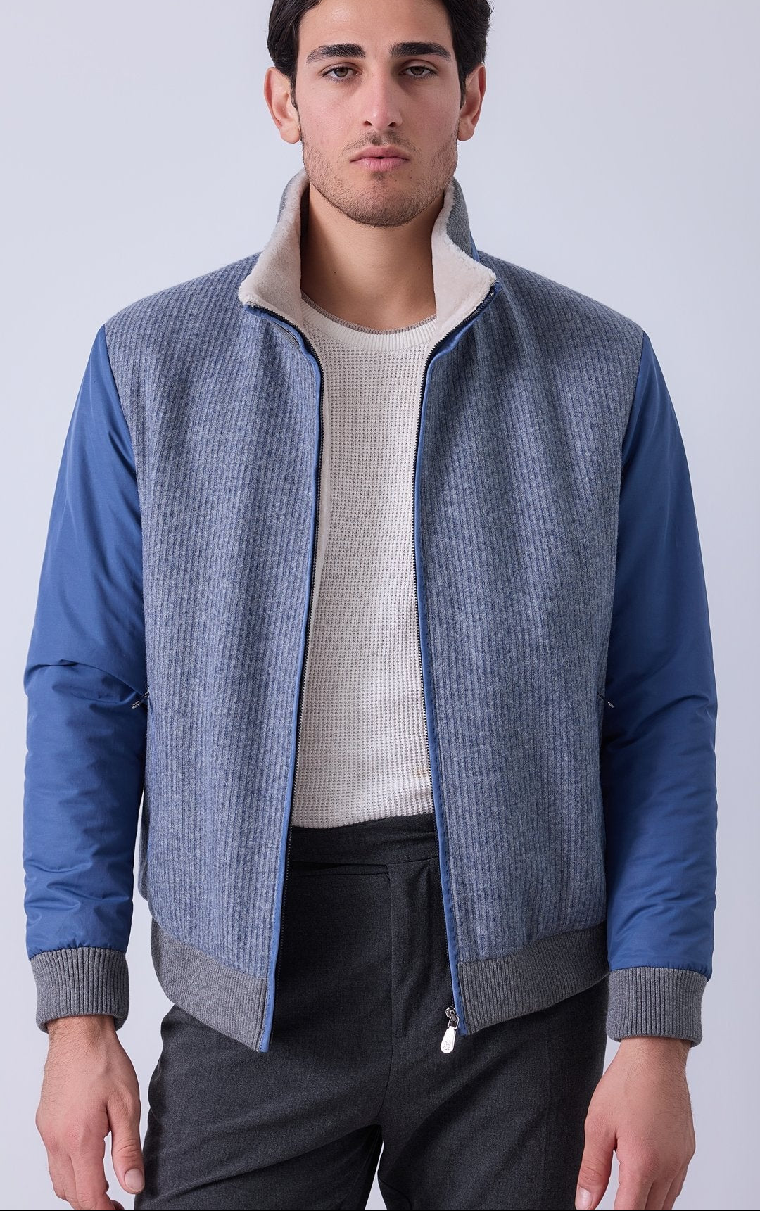 Contrast Ribbed Knit Jacket