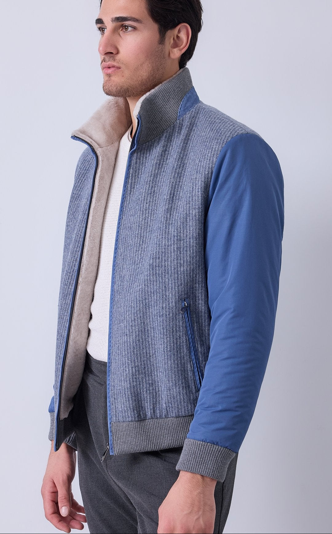 Contrast Ribbed Knit Jacket