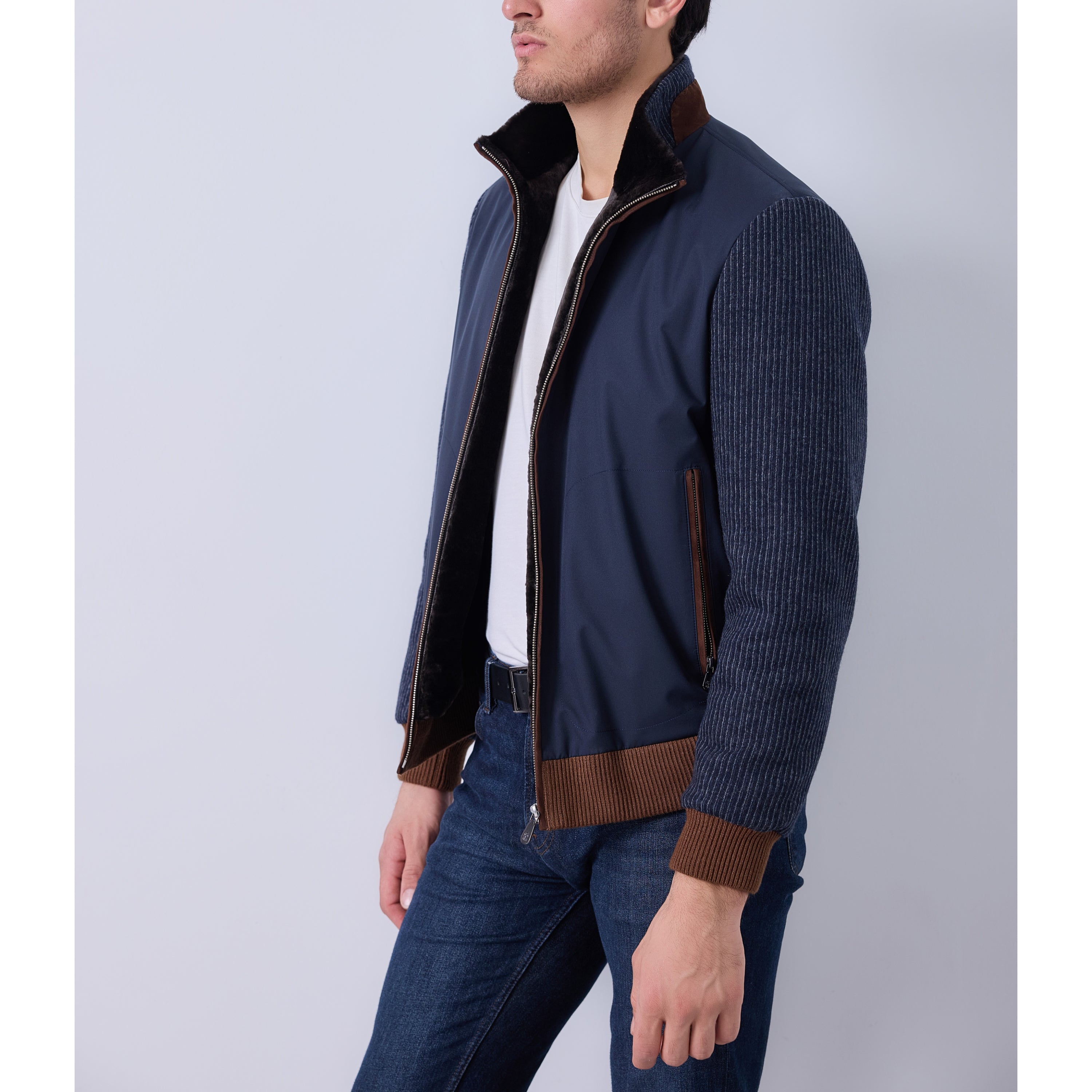 Contrast Ribbed Knit Jacket