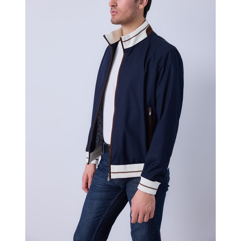 Contrast-Trim Ribbed Bomber