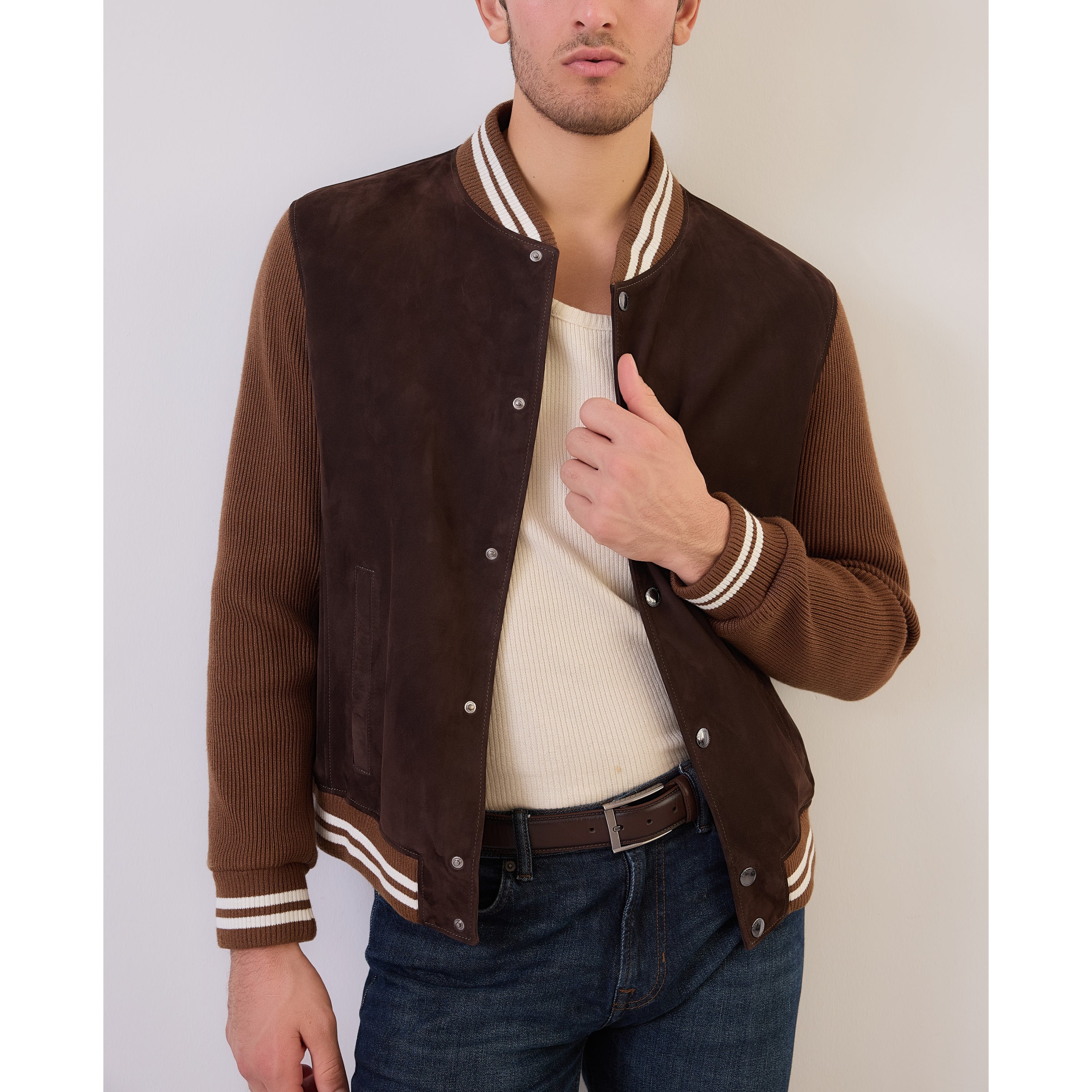 Contrast Ribbed Bomber